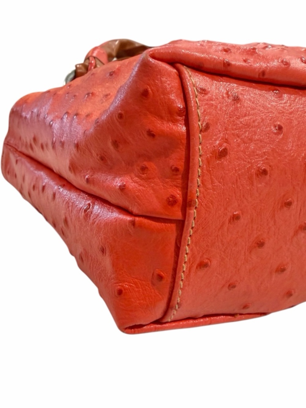 Ostrich-embossed petite leather handbag by Cecconi Piero Made in Italy - Picture 8 of 14